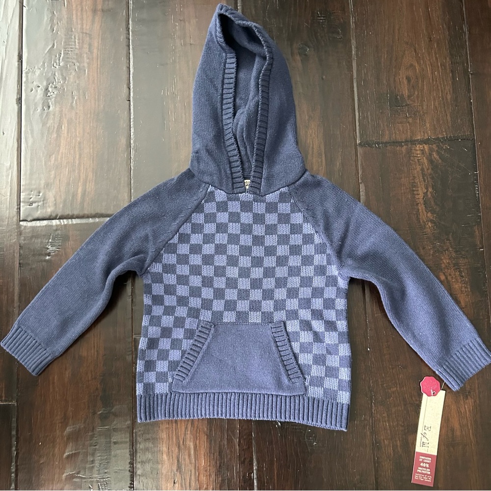 E of M Checked Hooded Sweater - 4T NEW!